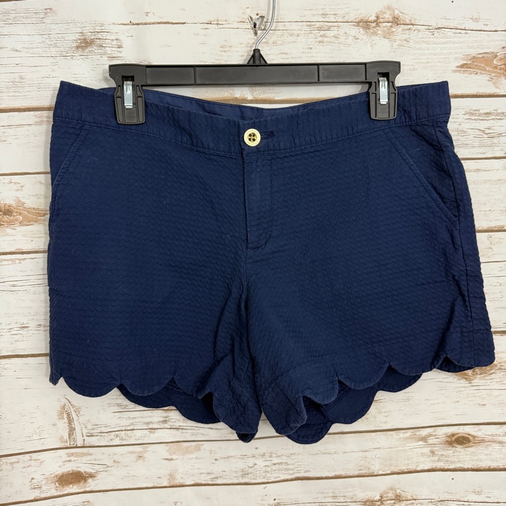 Lilly Pulitzer Navy Bkue Scalloped Jacquard Buttercup Shorts